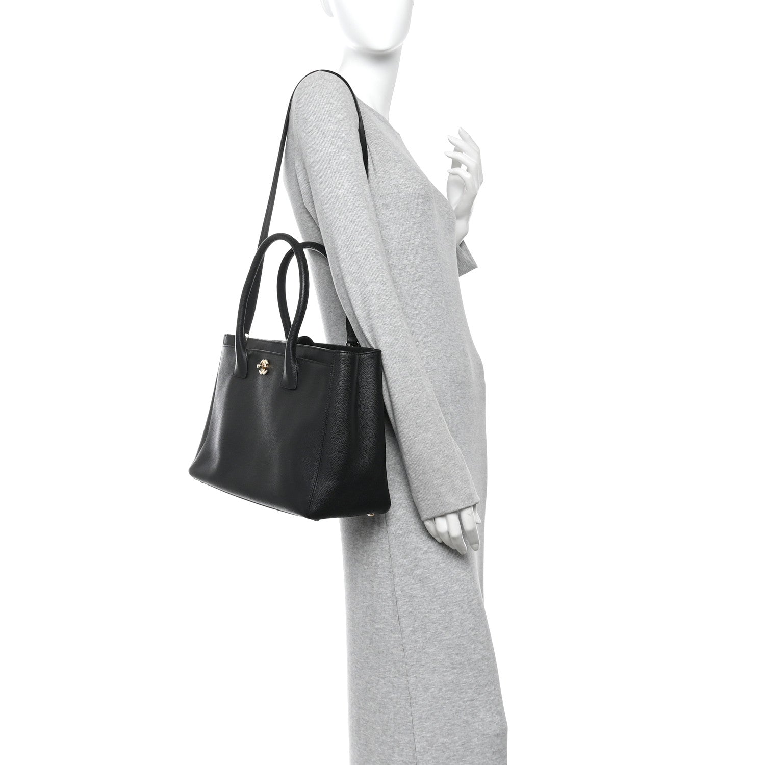Chanel Calfskin Cerf Executive Shopper Tote Black 2 of 11