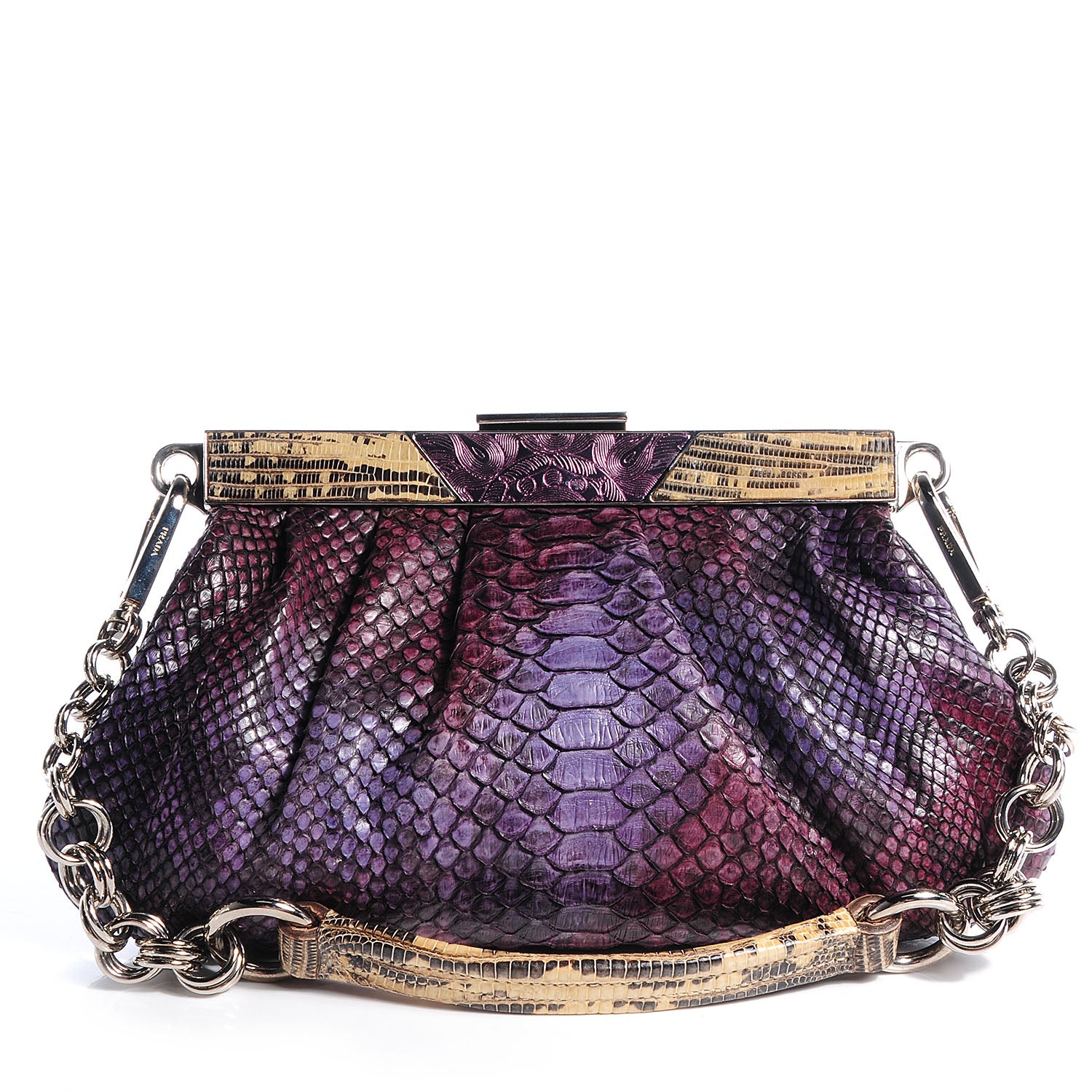 Prada Python Lizard Frame Clutch Bag Purple 1 of 9