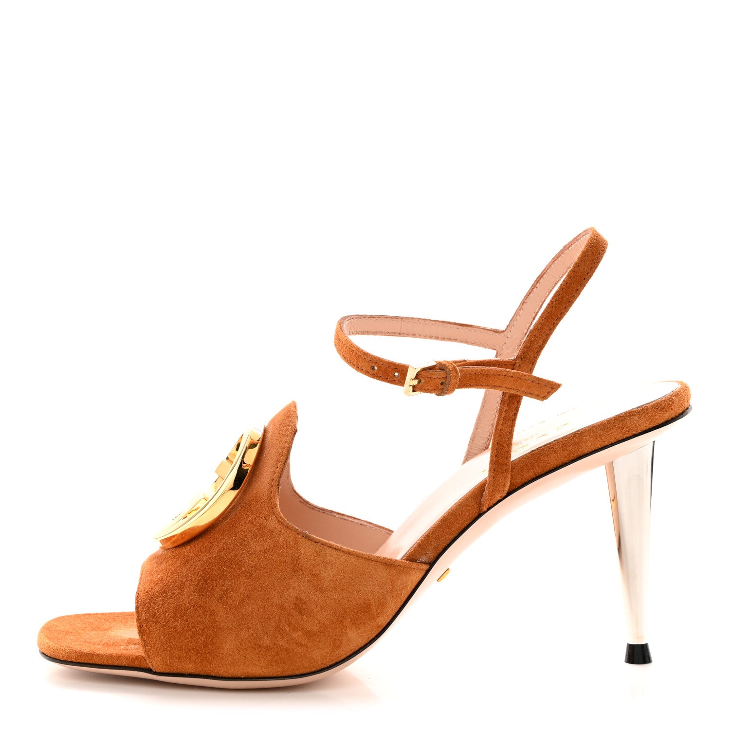 Gucci Suede Blondie 85mm Slingback Sandals 34.5 Cognac 1 of 9