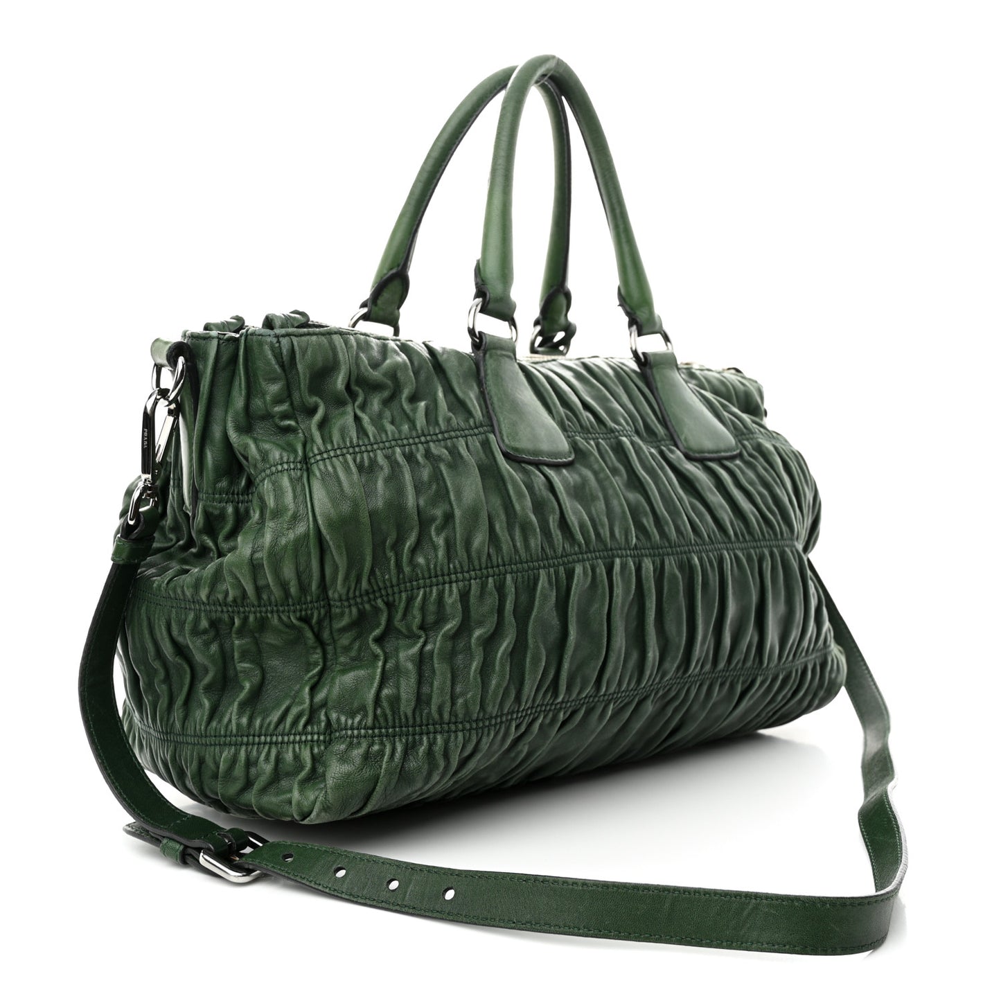 Nappa Gaufre Double Zip Tote Green