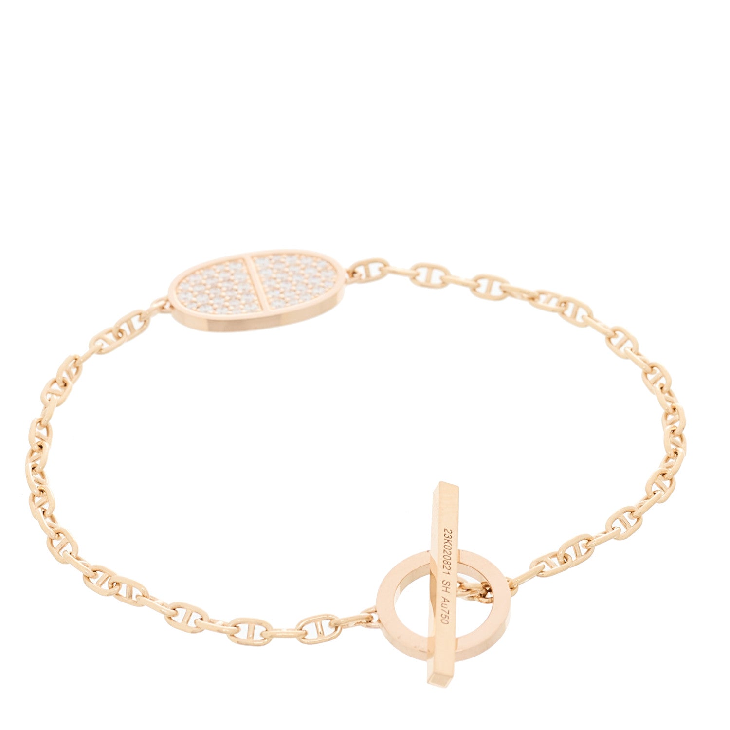 Hermes 18K Rose Gold Diamond Chaine d'Ancre Verso Bracelet SH 3 of 5