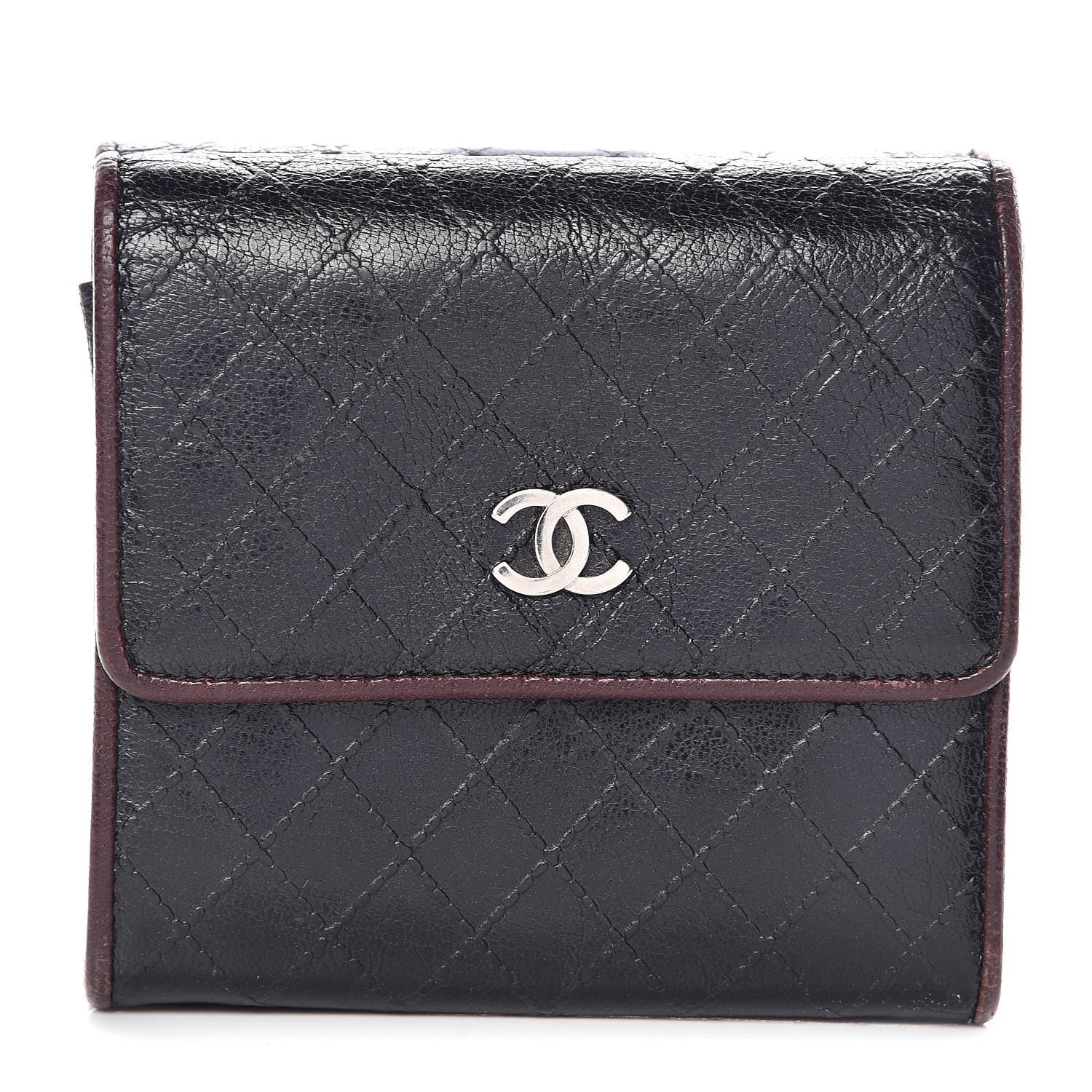 Chanel Calfskin Diamond Stitched Compact Wallet Black 1 of 13