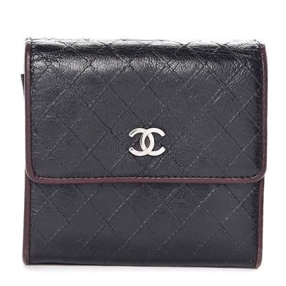 Chanel Calfskin Diamond Stitched Compact Wallet Black 1 of 13