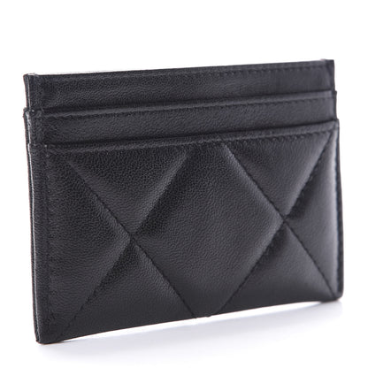 Chanel Shiny Goatskin Quilted Chanel 19 Card Holder Black 3 of 9