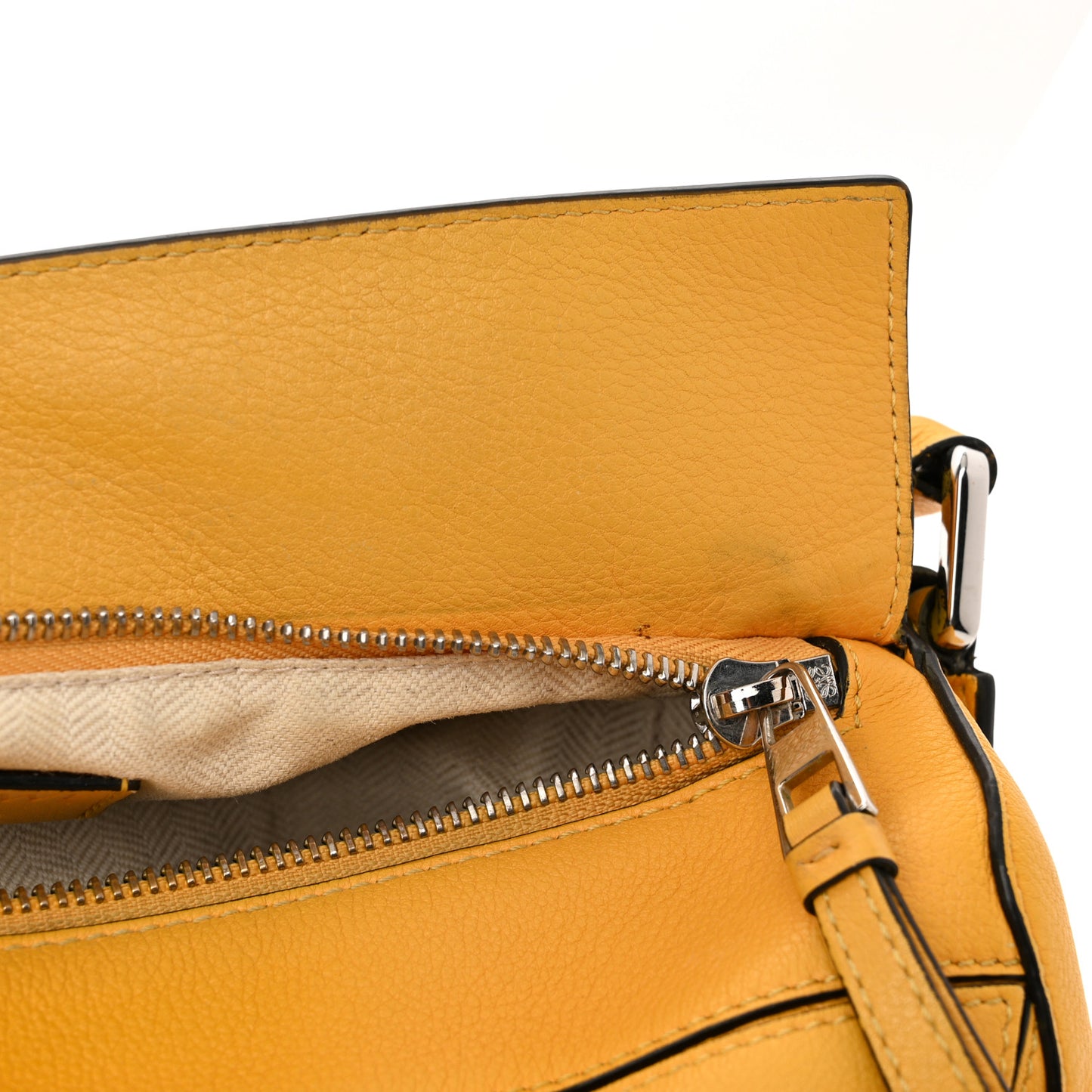 Grained Calfskin Small Puzzle Bag Yellow