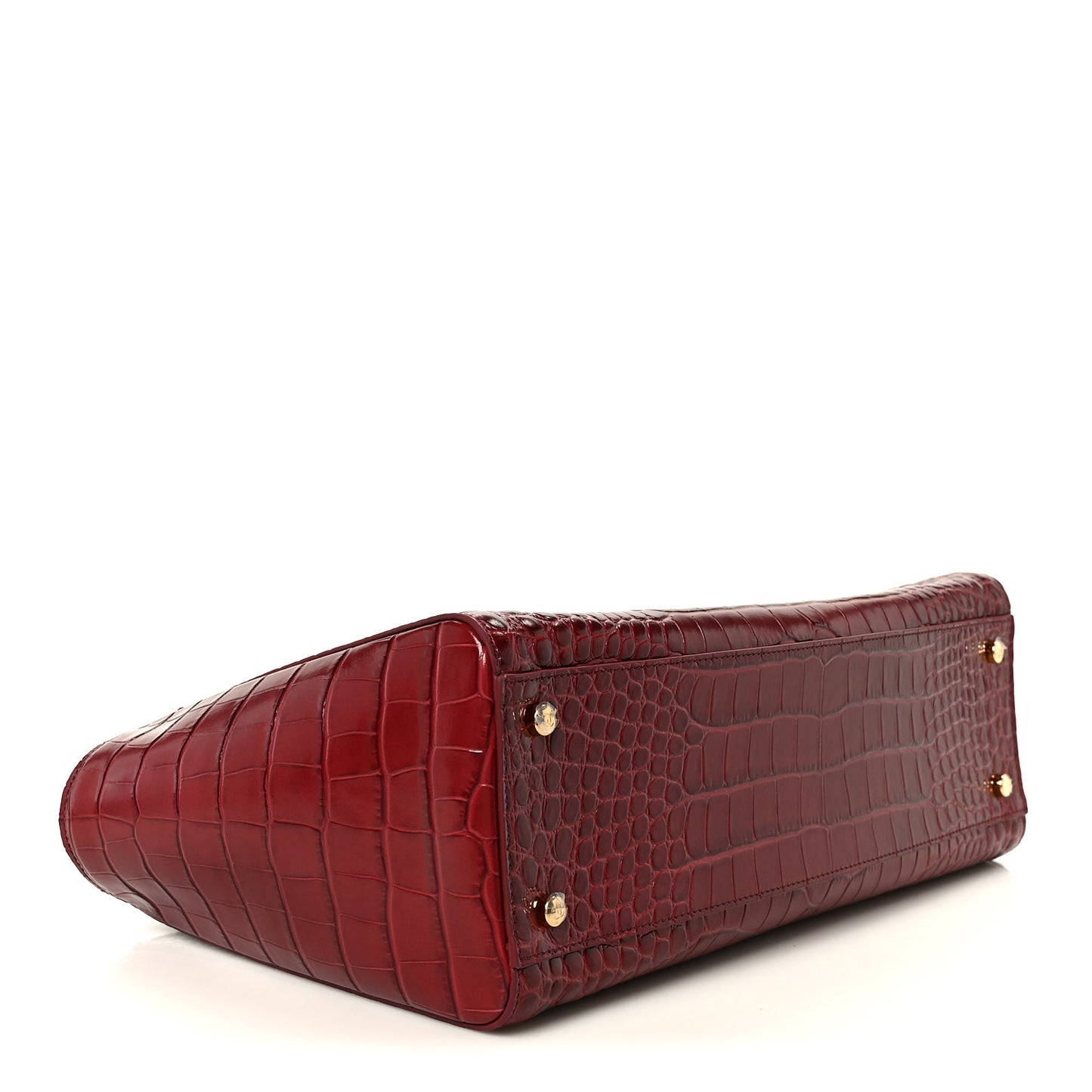 Calfskin Crocodile Embossed Archetype Small Shopping Tote Burgundy