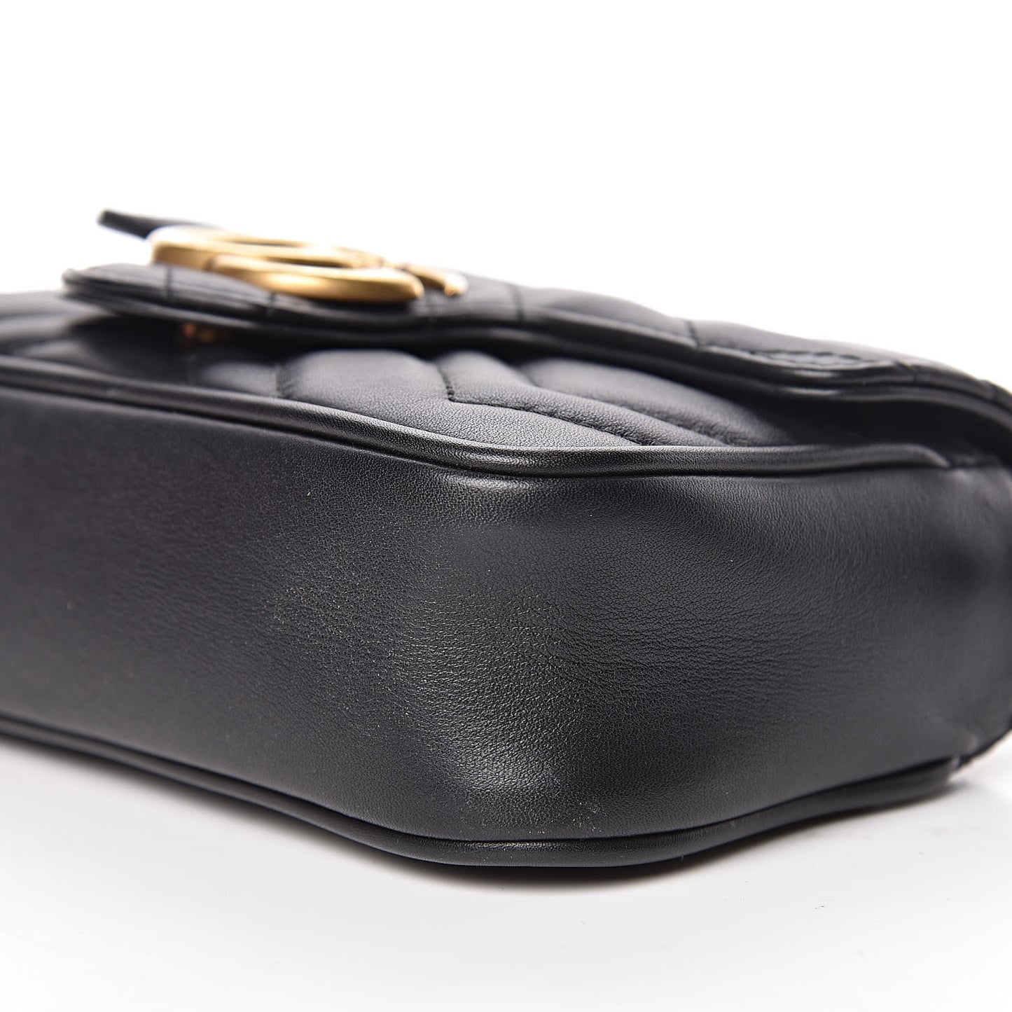 Calfskin Matelasse Super Mini GG Marmont Shoulder Bag Black