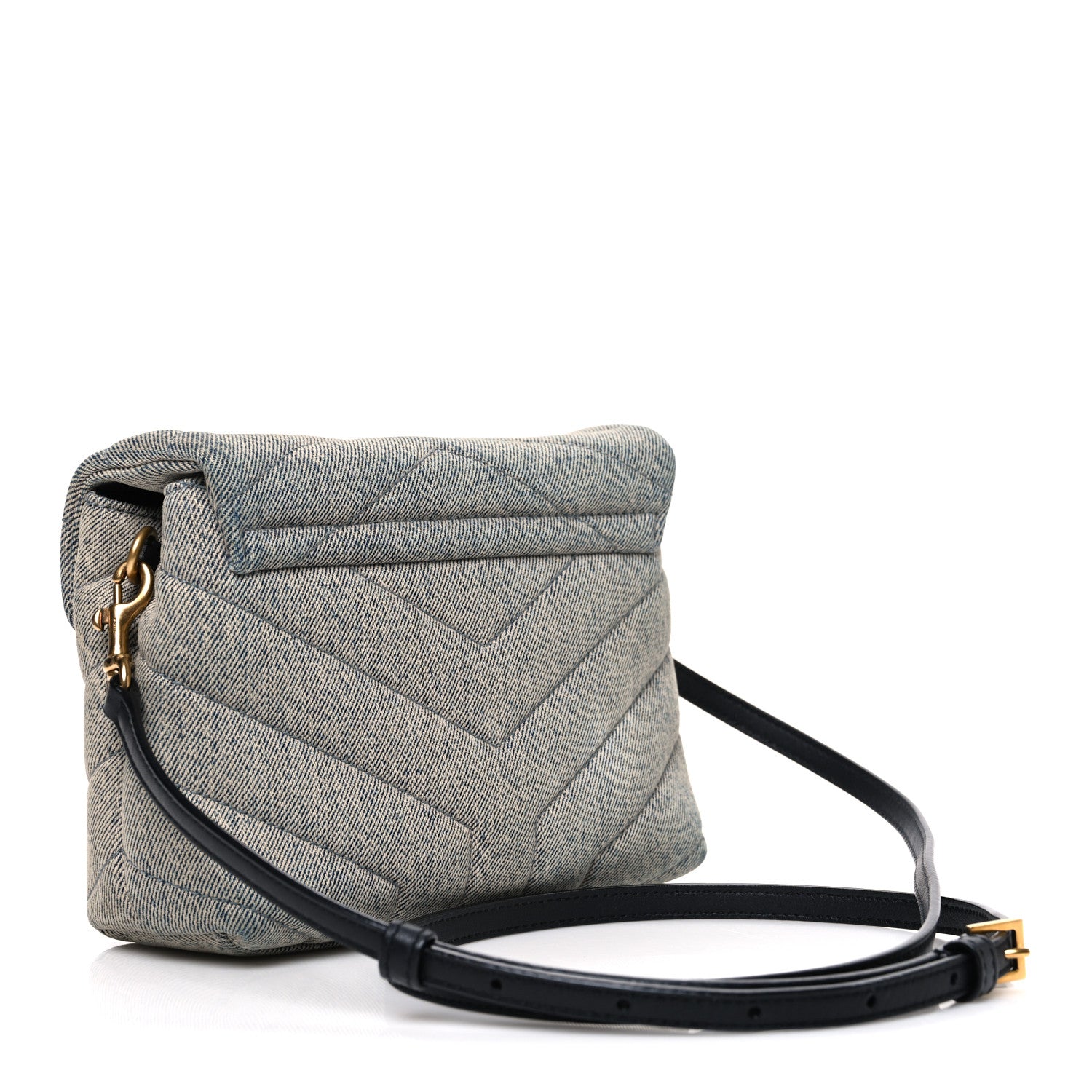 Saint Laurent Denim Y Quilted Monogram Toy Loulou Crossbody Bag Grey 3 of 10