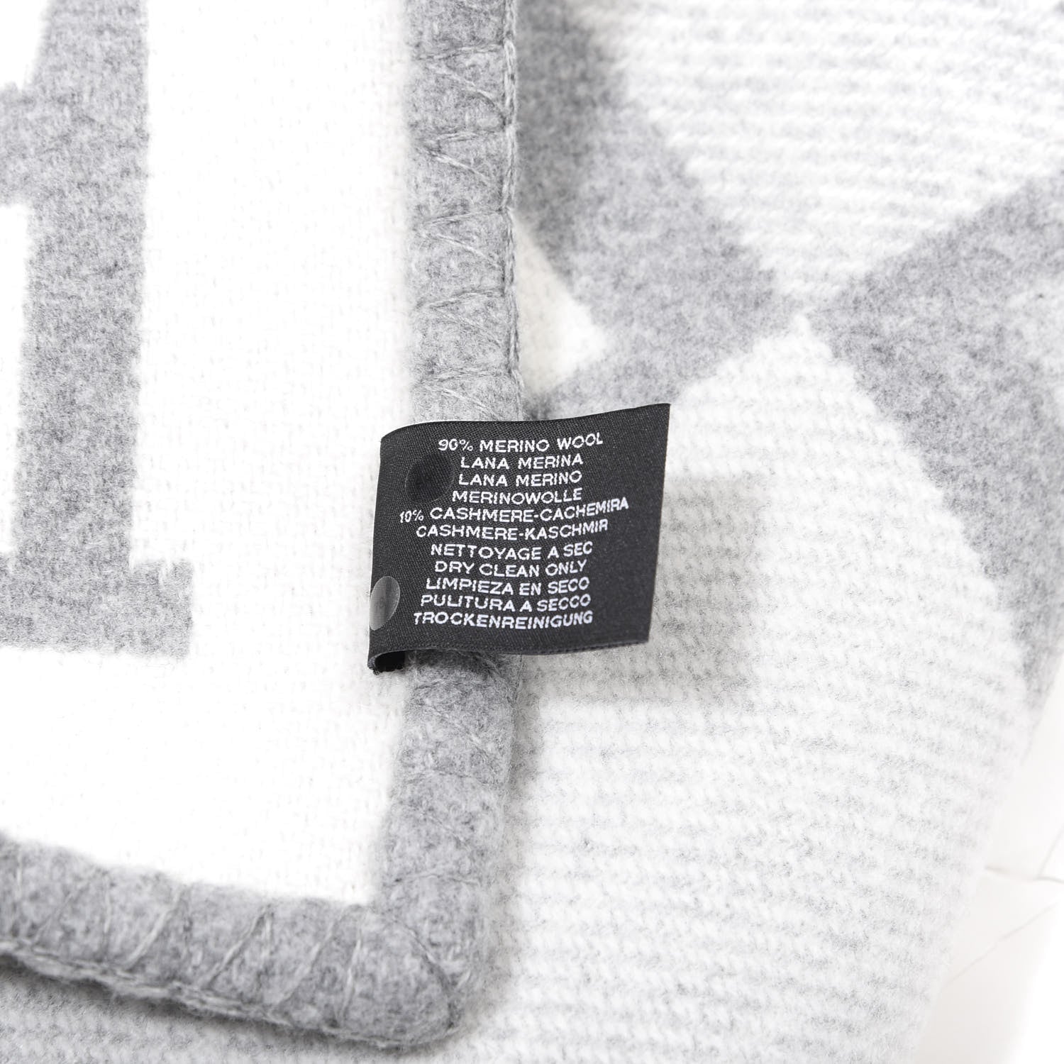 Hermes Wool Cashmere Avalon III Blanket Ecru Gris Clair 6 of 6