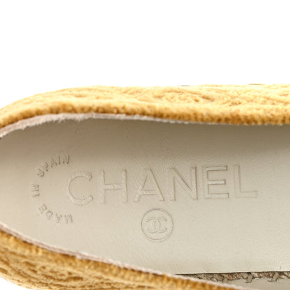 Chanel Velvet Grosgrain Quilted Camellia CC Espadrilles 38 Gold Black 6 of 9