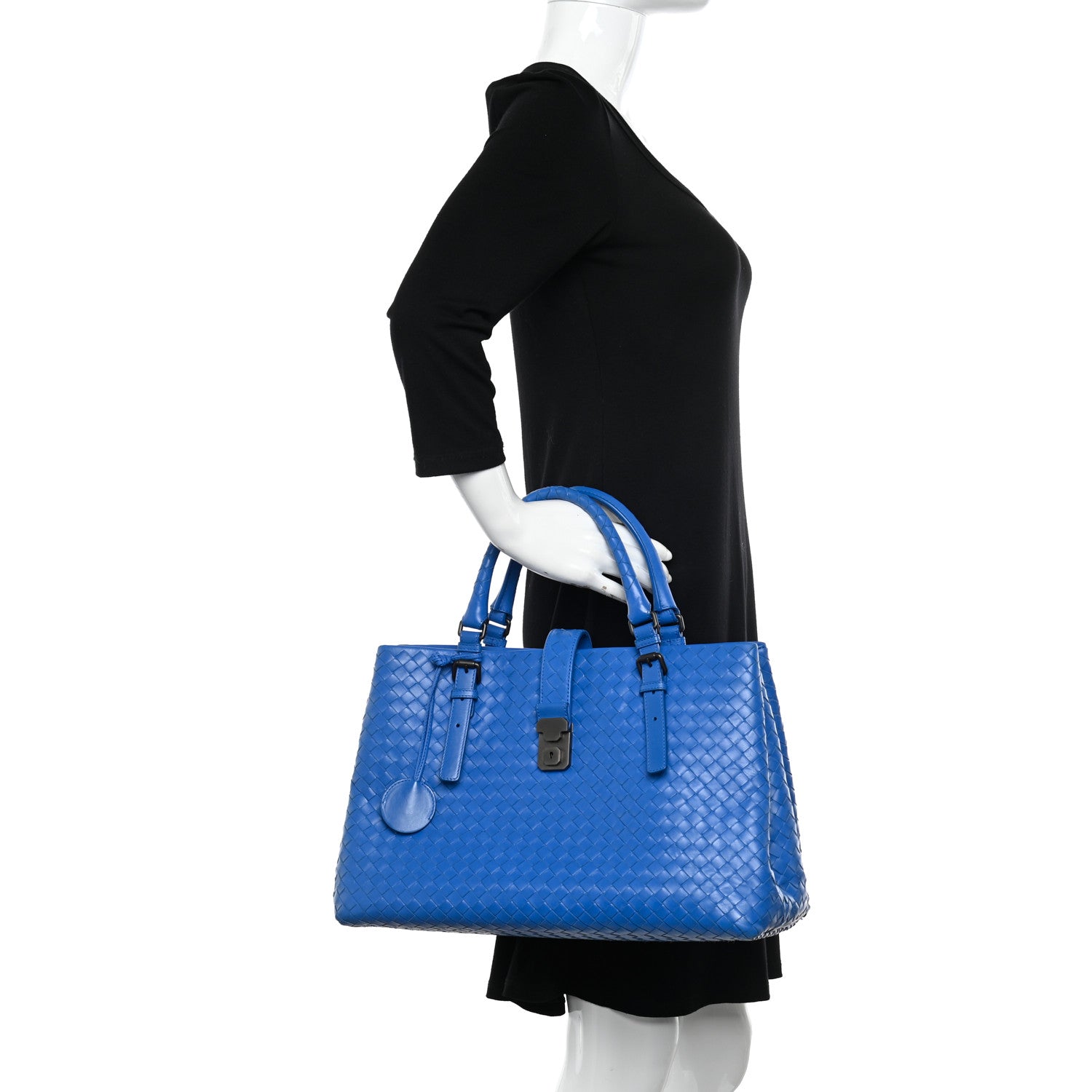 Bottega Veneta Light Calf Intrecciato Medium Roma Signal Blue 2 of 16