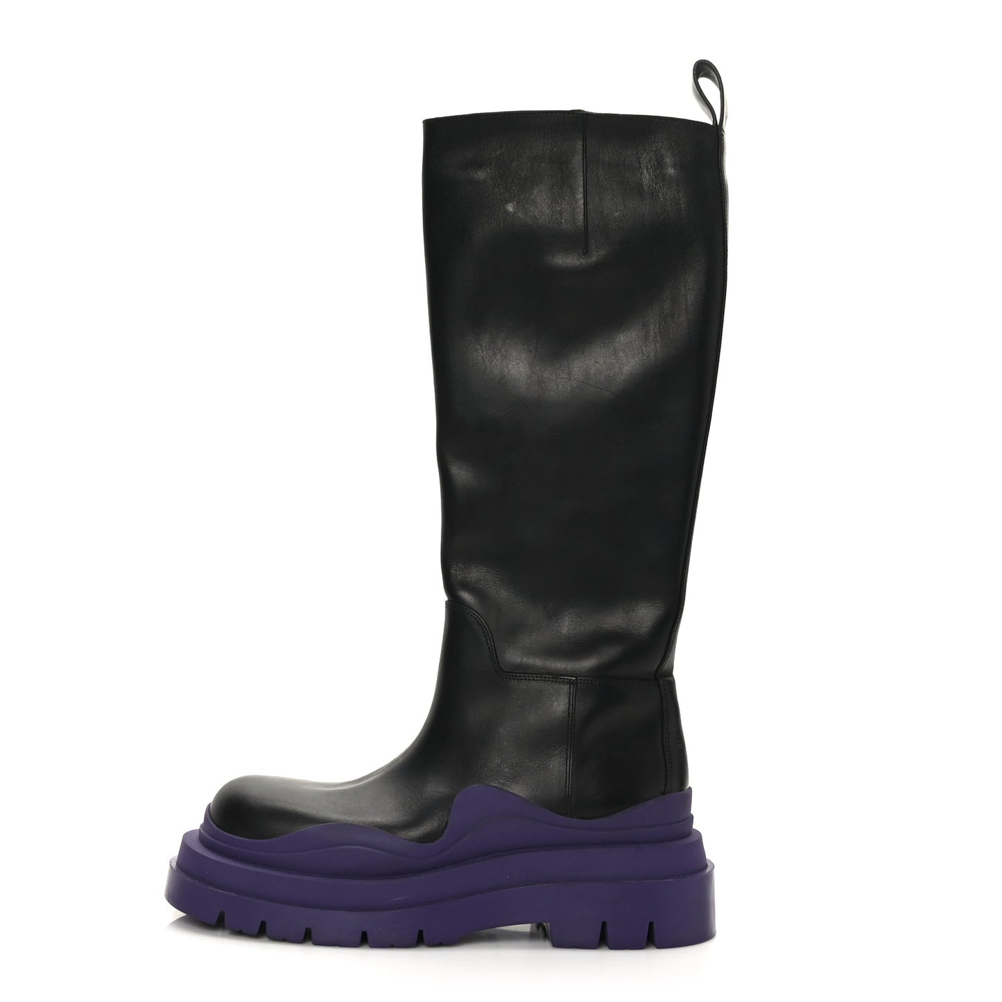 Calfskin The Tire High Boots 38 Black Plum