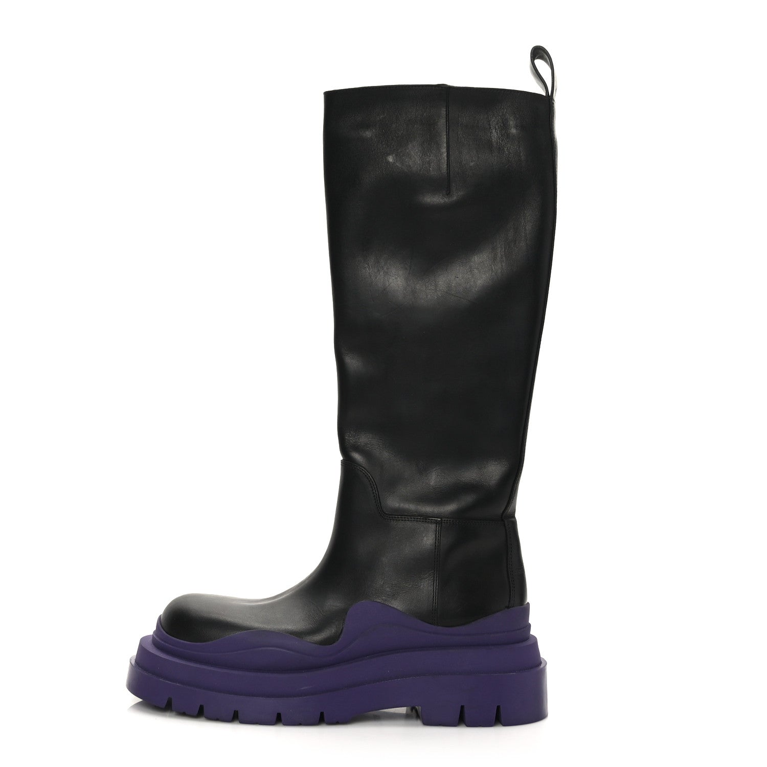 Bottega Veneta Calfskin The Tire High Boots 38 Black Plum 1 of 7