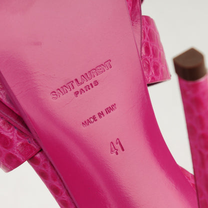 Saint Laurent Calfskin Crocodile Embossed Tribute 105 Platform Sandals 41 Fuchsia Heroine 7 of 8