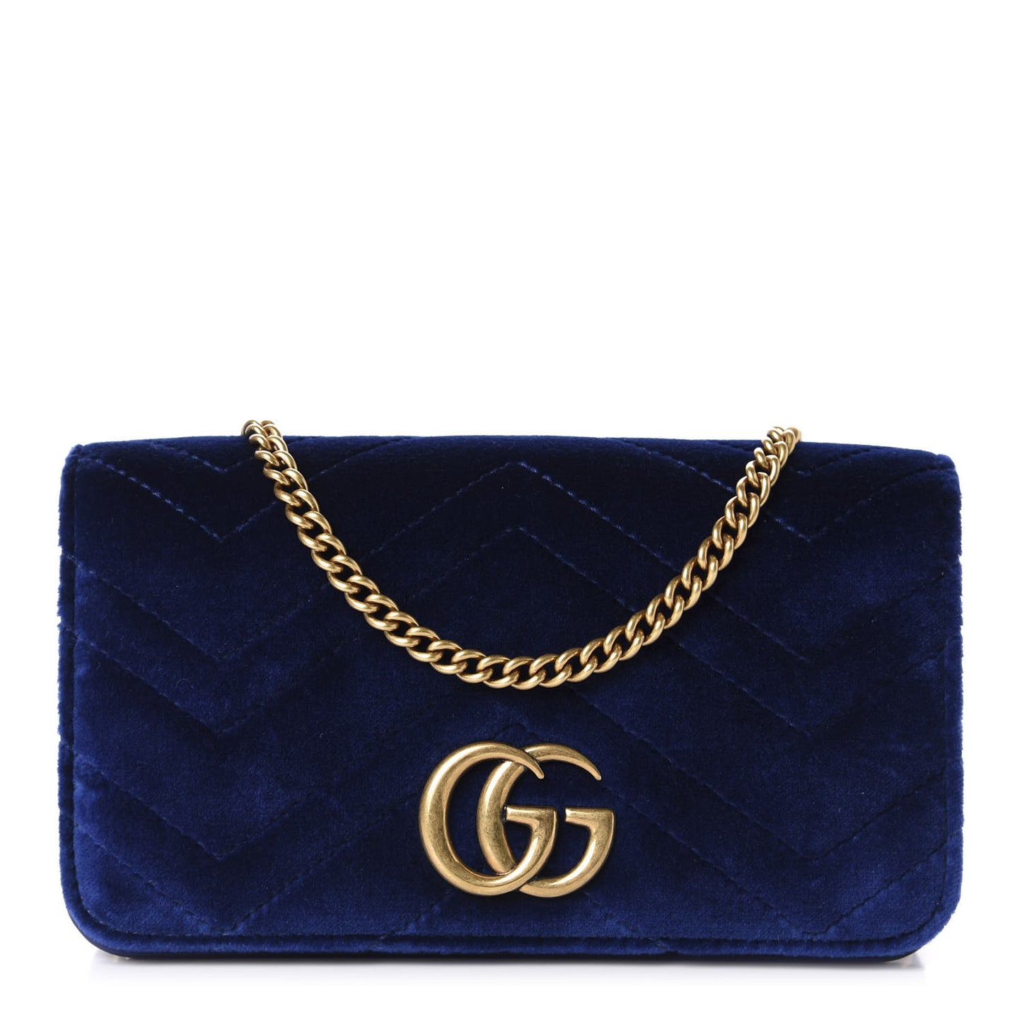 Velvet Matelasse GG Marmont Mini Bag Cobalt Blue