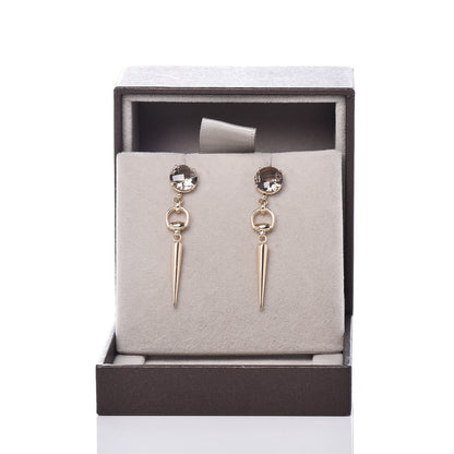 Gucci 18K Yellow Gold Smoky Quartz Horsebit Spike Drop Earrings 5 of 5