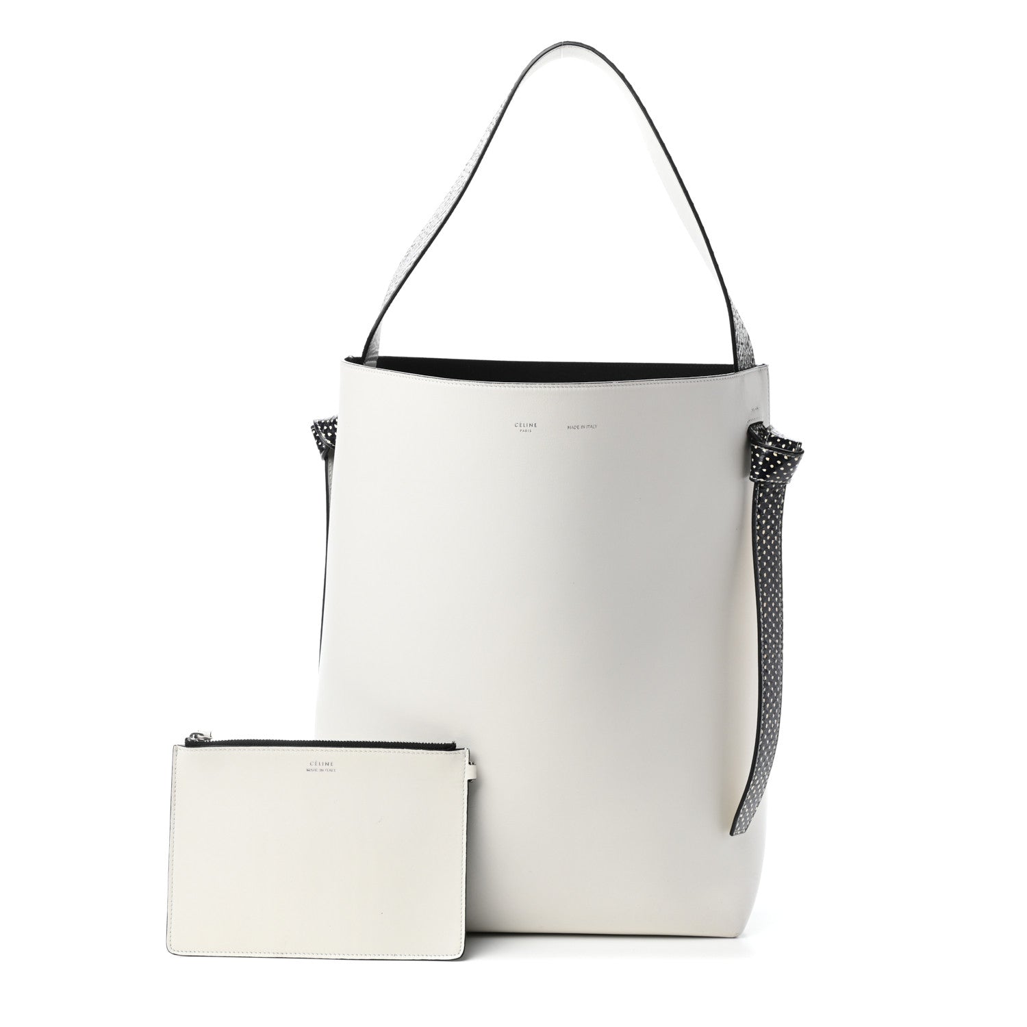Celine Shiny Smooth Calfskin Small Twisted Cabas White Black 1 of 10
