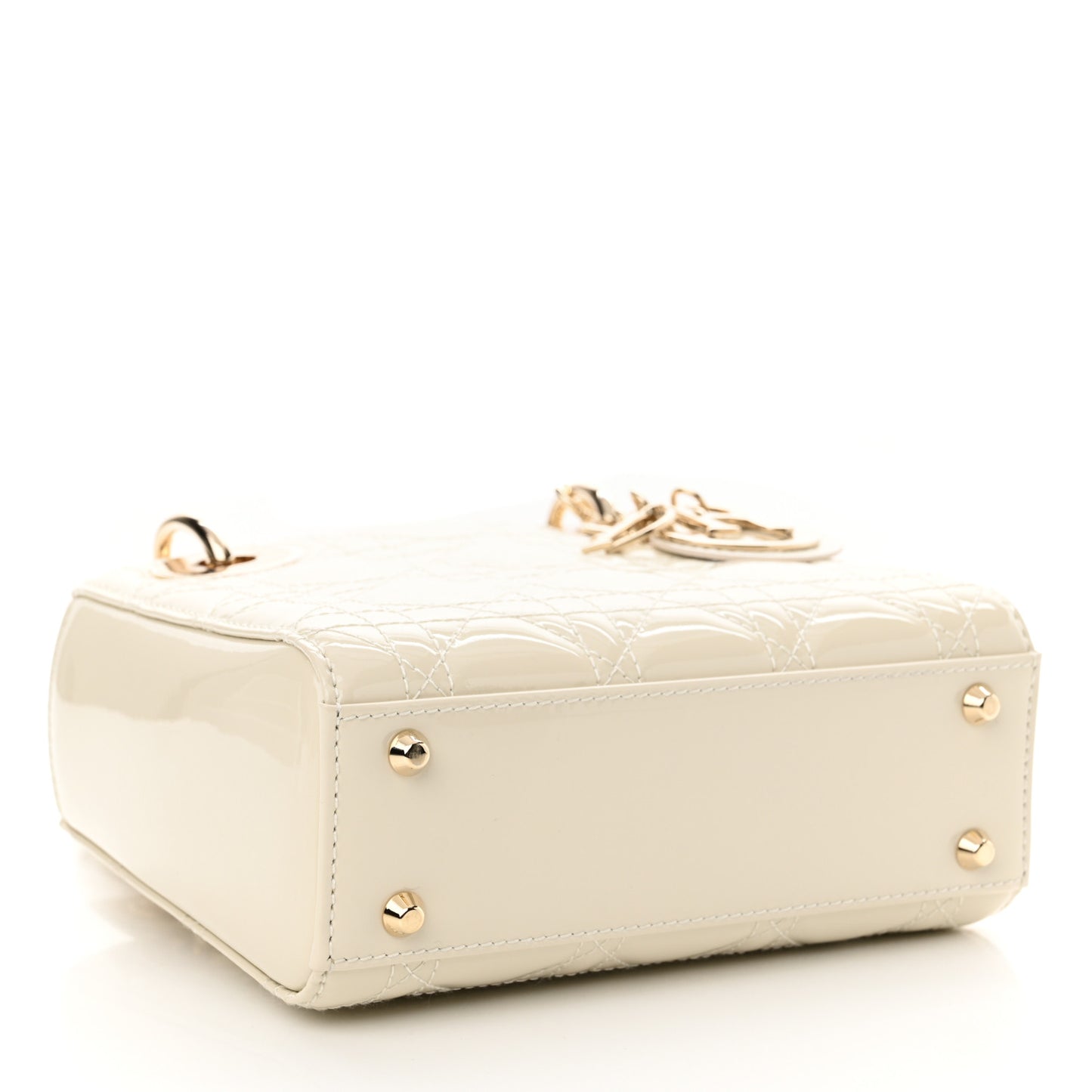 Patent Cannage Mini Lady Dior Latte