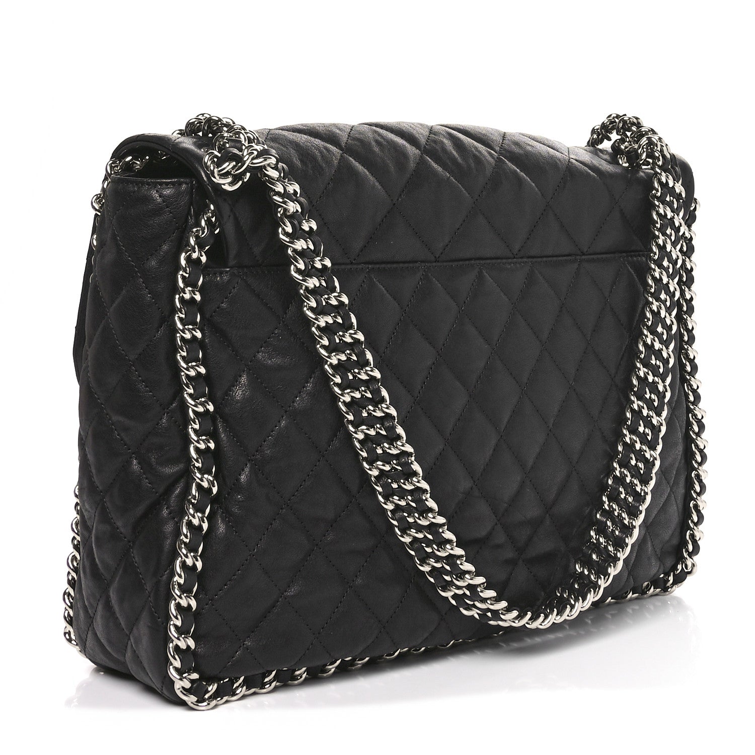 Chanel Washed Lambskin Quilted Maxi Chain Around Flap Black 2 of 10