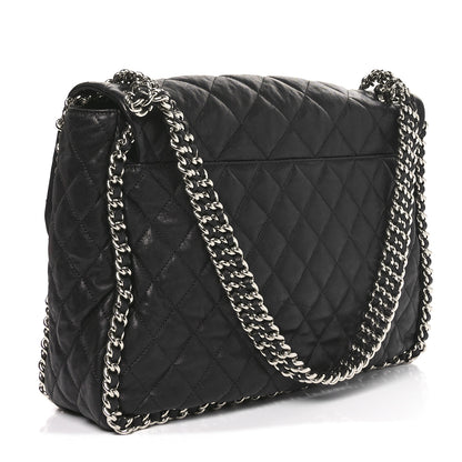 Chanel Washed Lambskin Quilted Maxi Chain Around Flap Black 2 of 10