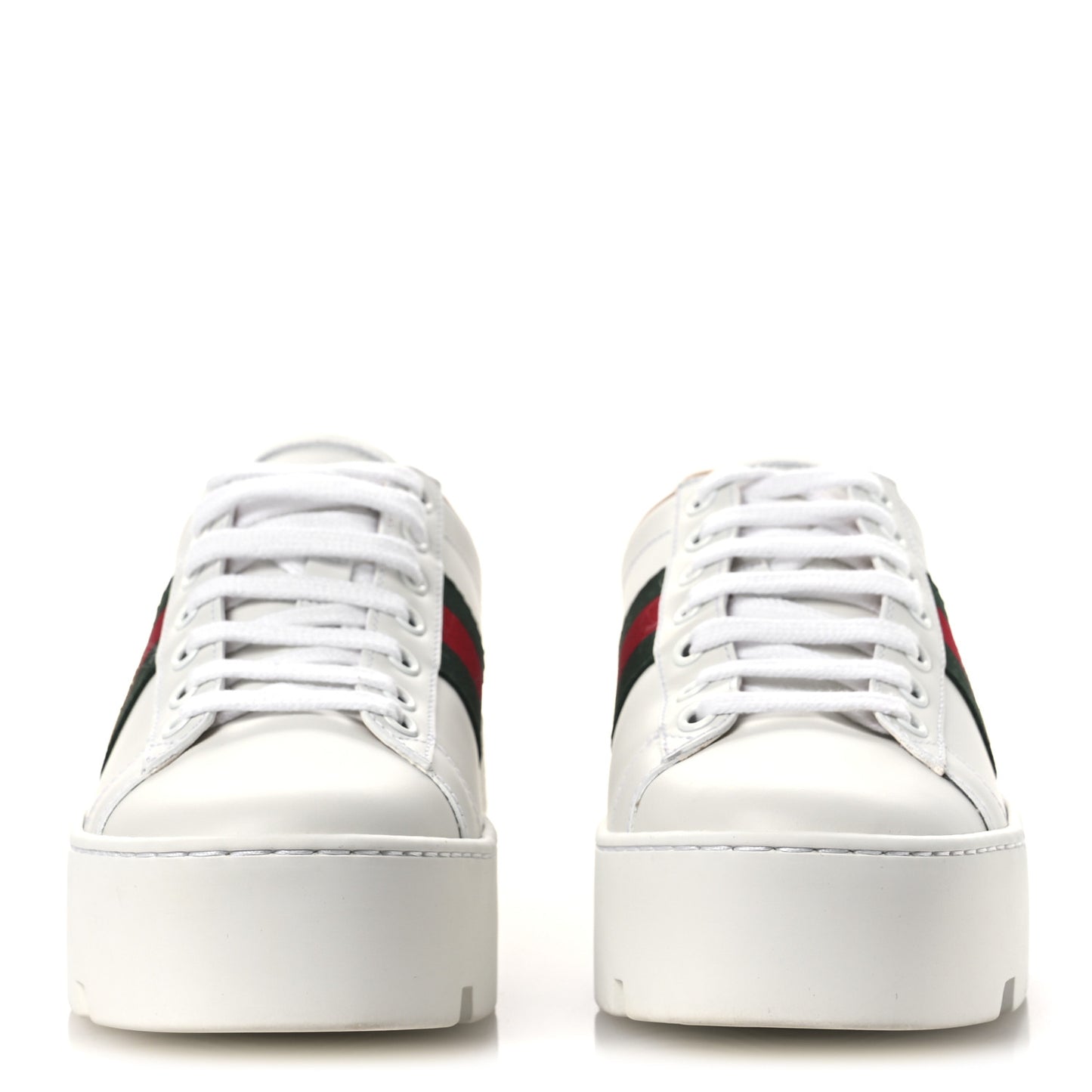 Calfskin Web Bee Embroidered Womens Ace Platform Sneakers 35.5 White