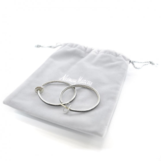 Sterling Silver Black Diamond Graphite Ice Hoop Earrings