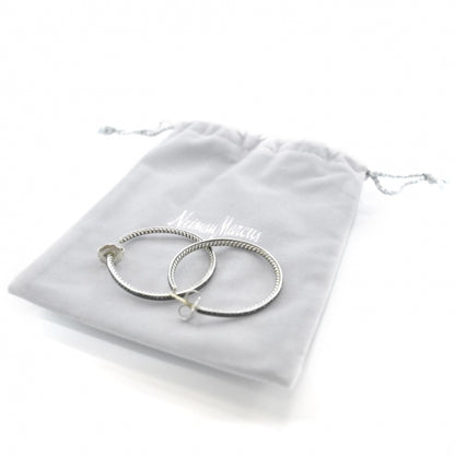 David Yurman Sterling Silver Black Diamond Graphite Ice Hoop Earrings 3 of 3