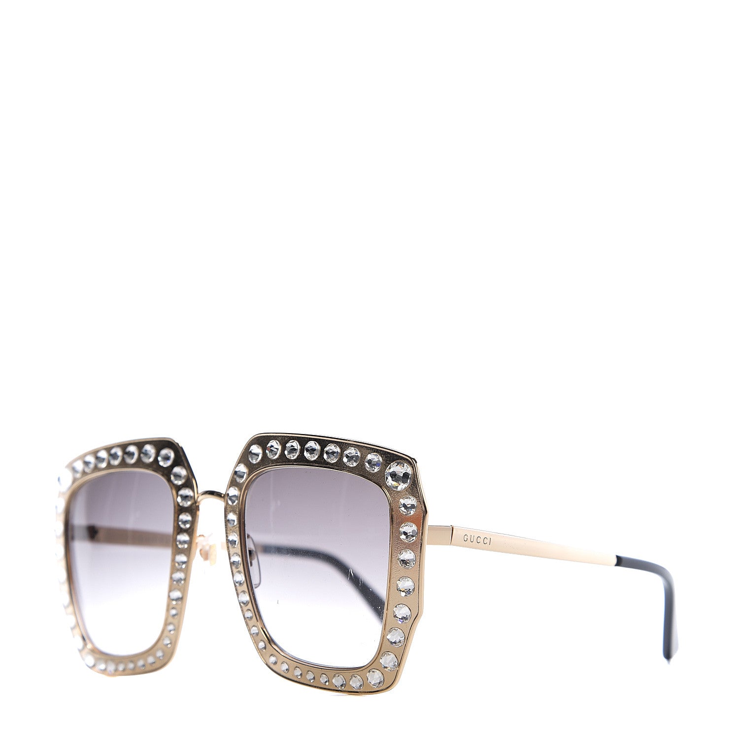 Gucci Metal Acetate Crystal Oversize GG0115S Sunglasses Gold 1 of 7