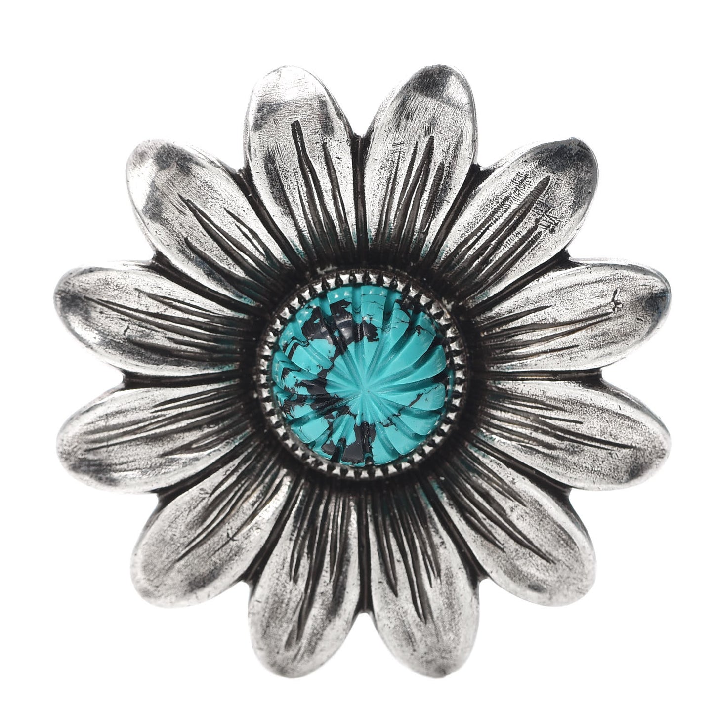 Sterling Silver Resin Flower Ring Turquoise 52 6