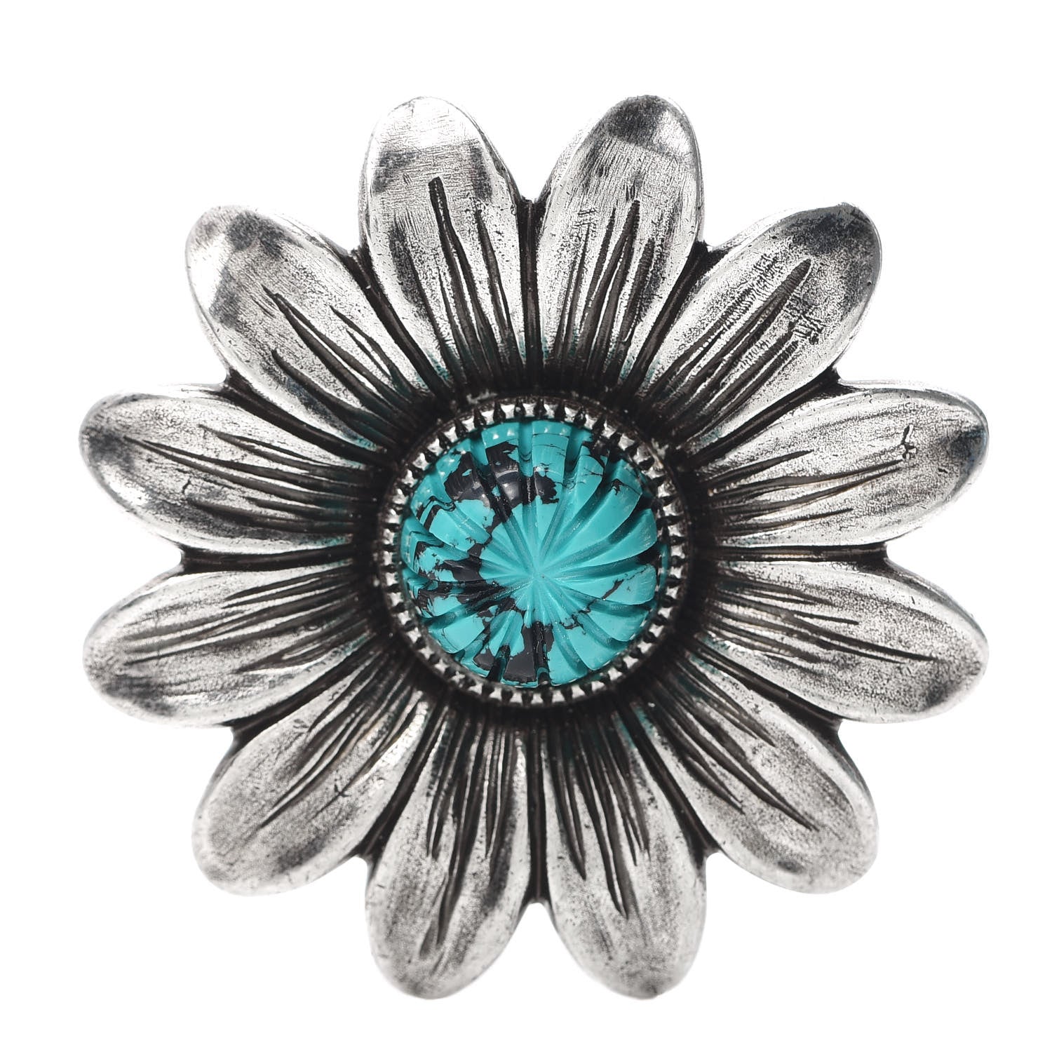 Gucci Sterling Silver Resin Flower Ring Turquoise 52 6 1 of 4