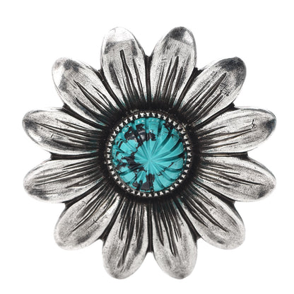 Gucci Sterling Silver Resin Flower Ring Turquoise 52 6 1 of 4