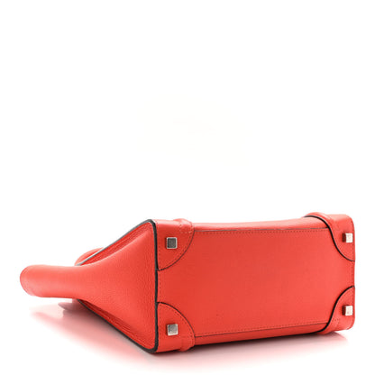 Celine Drummed Calfskin Micro Luggage Vermillion 4 of 11