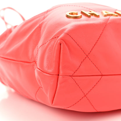 Chanel Shiny Calfskin Quilted Mini Chanel 22 Coral 8 of 9