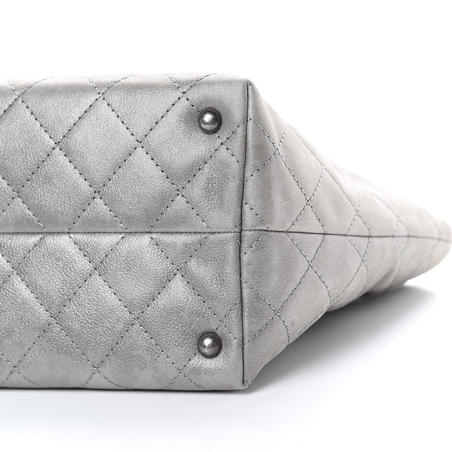 Chanel Metallic Calfskin Quilted Small Shopping In Chains Tote Silver 9 of 9