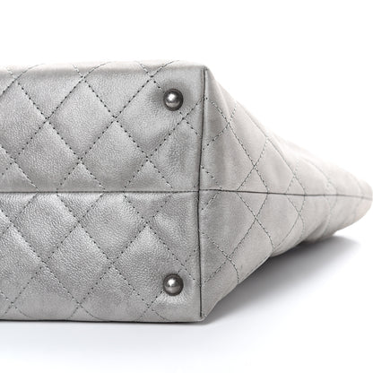 Chanel Metallic Calfskin Quilted Small Shopping In Chains Tote Silver 9 of 9