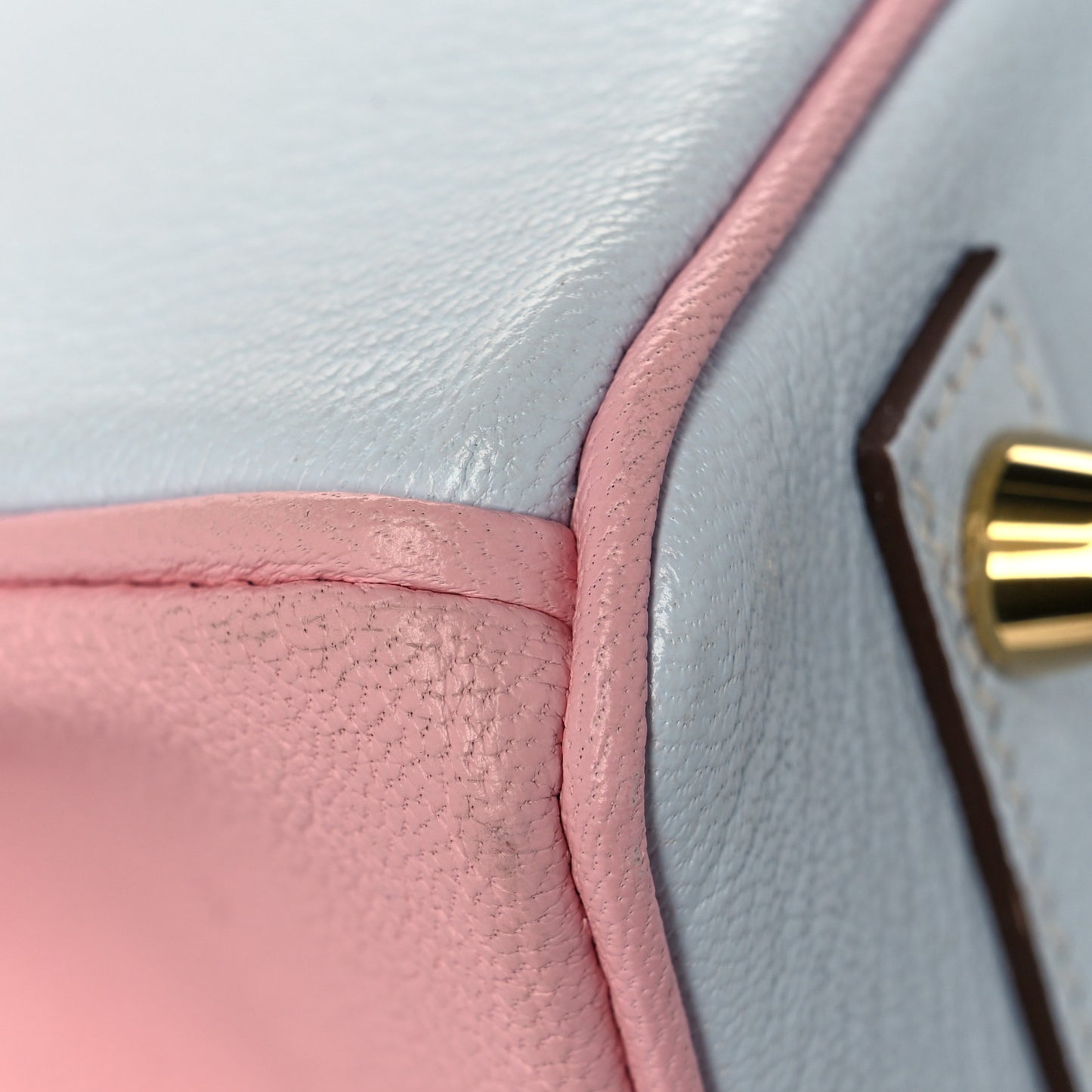 Chevre Mysore Horseshoe Birkin 25 Bleu Brume Rose Sakura