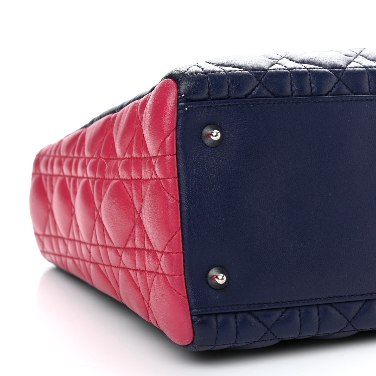 Lambskin Cannage Medium Tri-Color Lady Dior Sapphire Fuchsia Turquoise