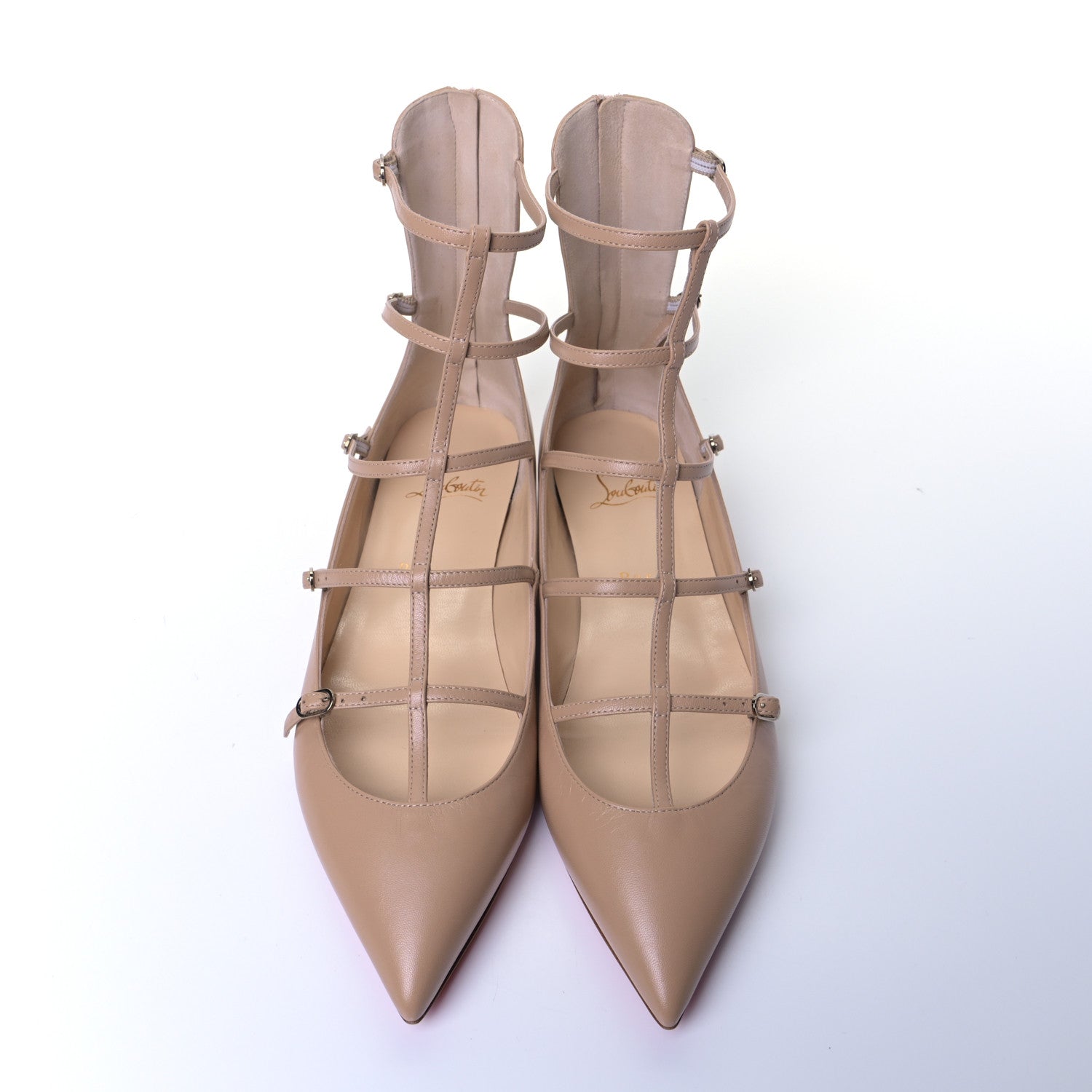 Christian Louboutin Kid Toerless Cage Flats 39 Nude 6 of 8