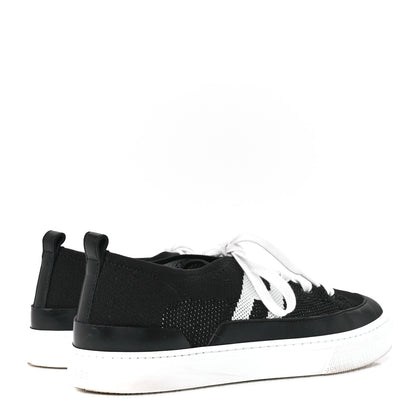 Hermes Knit Fabric Calfskin Deep Sneakers 39 Black White 4 of 9