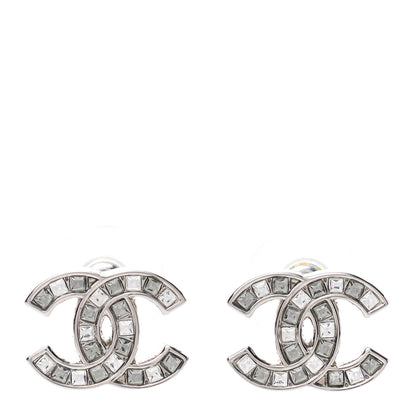 Chanel Baguette Crystal CC Earrings Silver 1 of 5