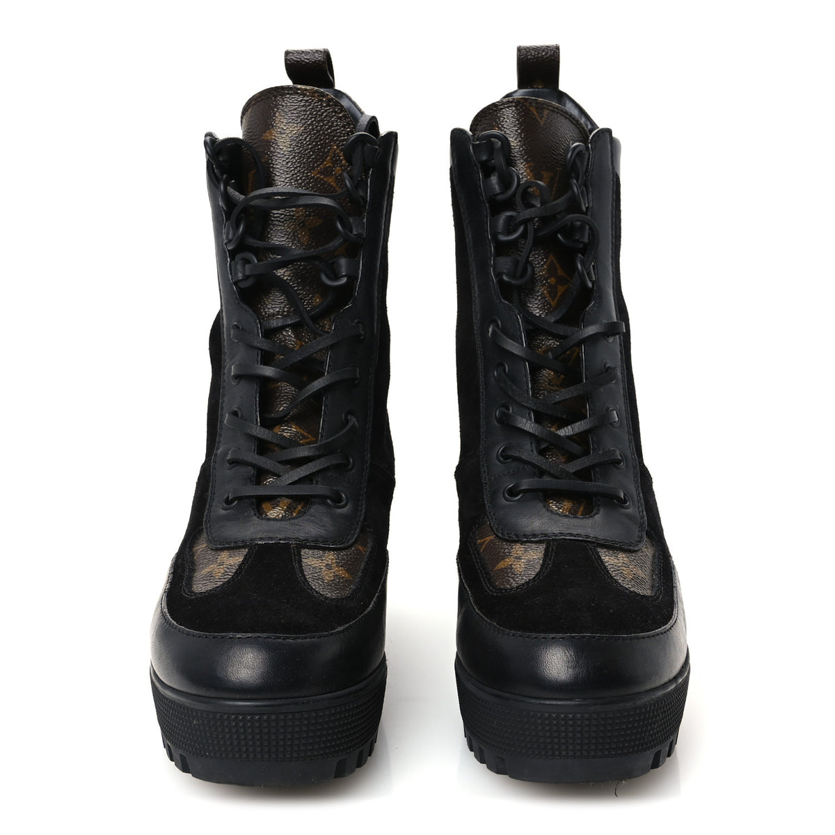 Suede Calfskin Monogram Laureate Platform Desert Boots 40 Black