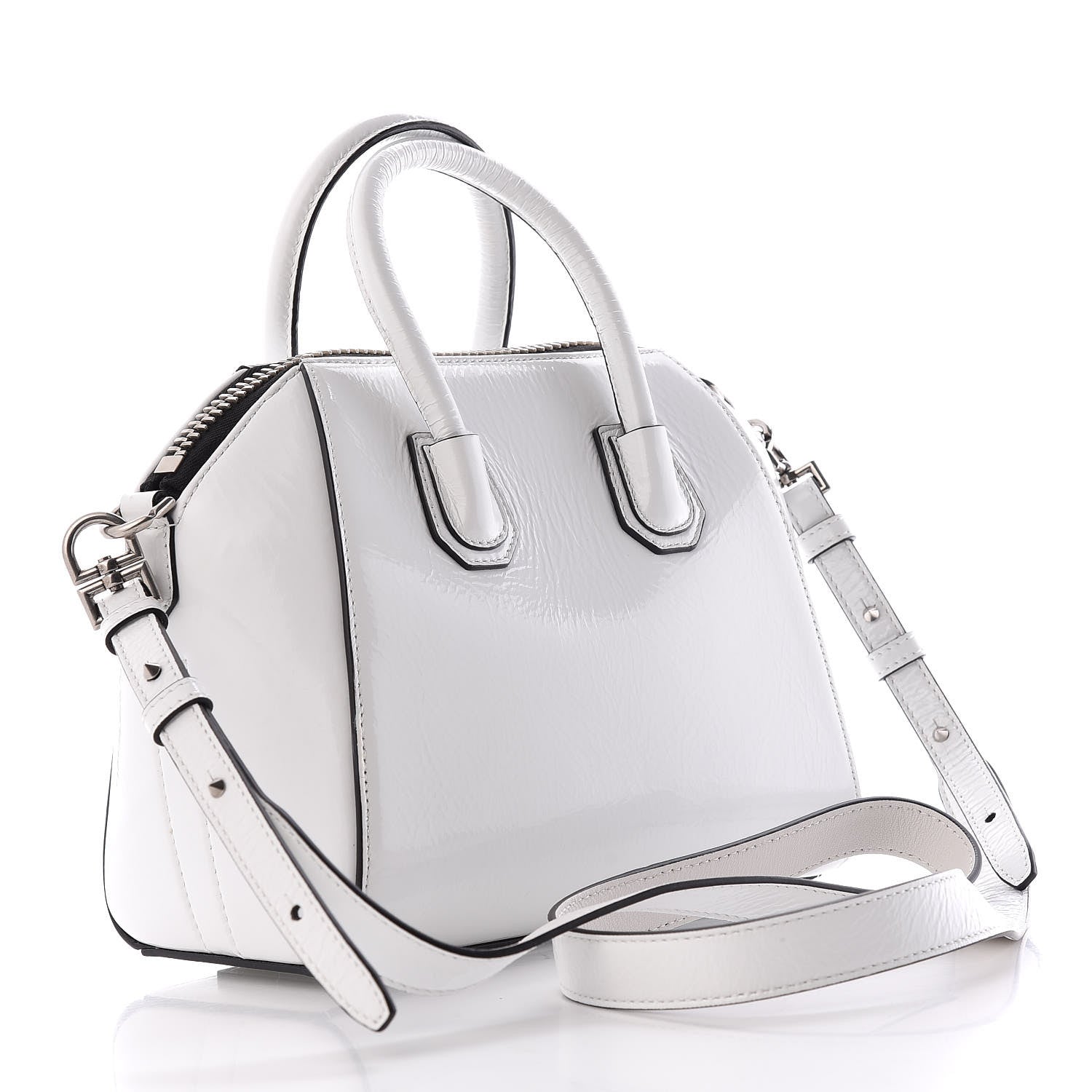 Givenchy Crinkled Patent Calfskin Mini Antigona White 3 of 9