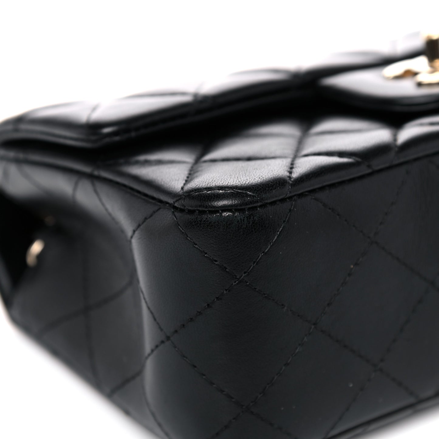 Lambskin Quilted Mini Rectangular Flap Black