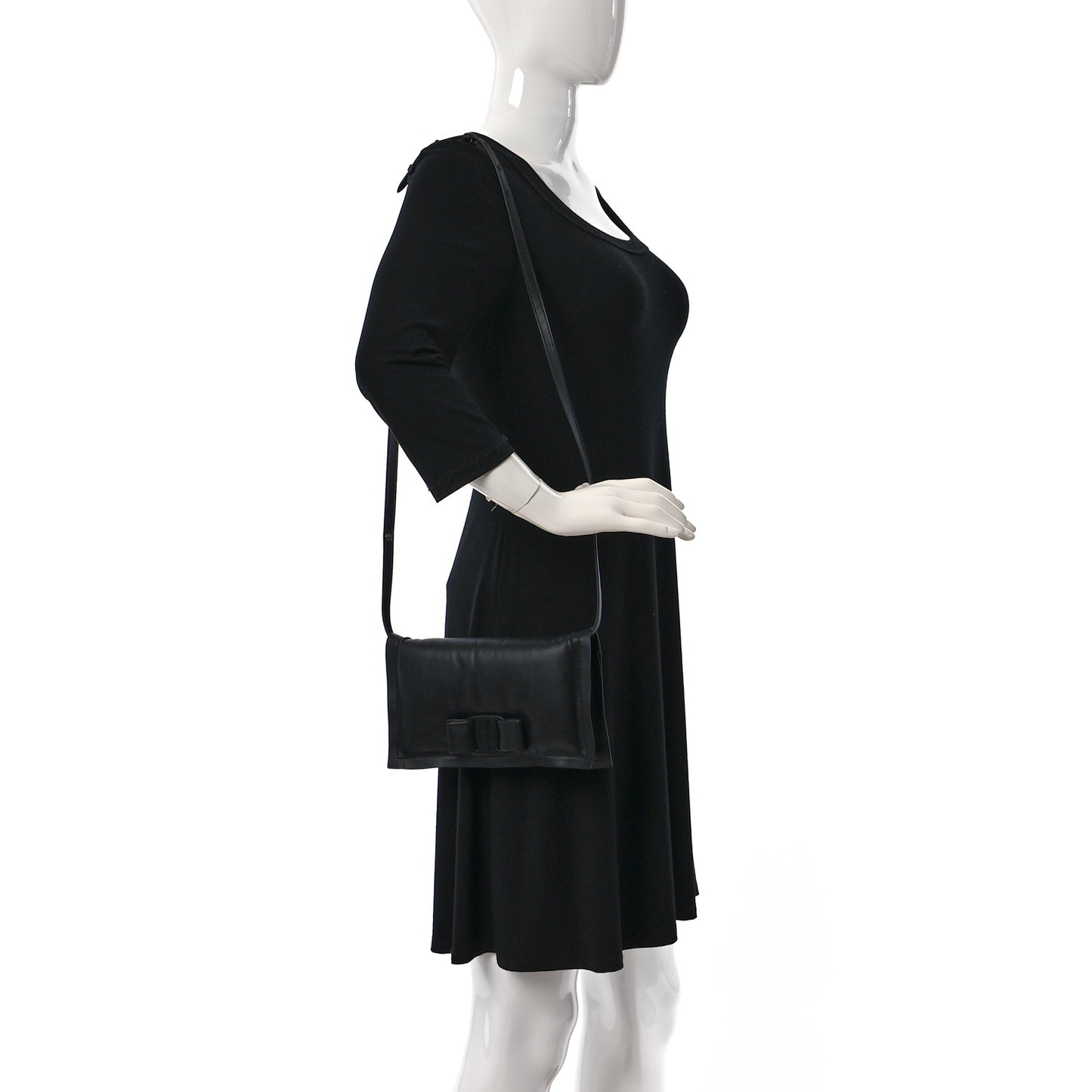 Calfskin Mini Viva Bow Shoulder Bag Black