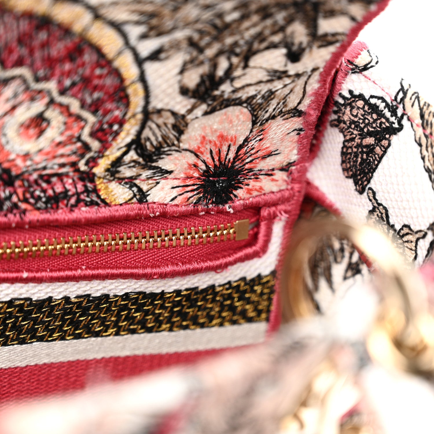 Christian Dior Canvas Embroidered Butterfly Print Medium Lady D-Lite Multicolor 11 of 14
