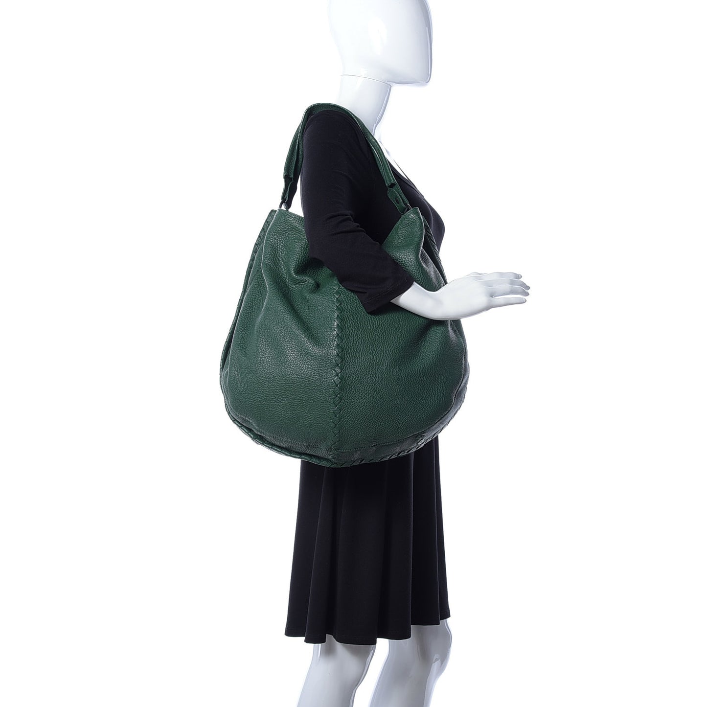 Washed Cervo Deerskin Large Hobo Green