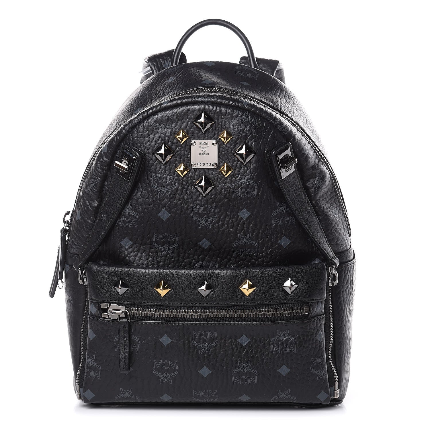 MCM Visetos Studded Small Dual Stark Backpack Black 1 of 11