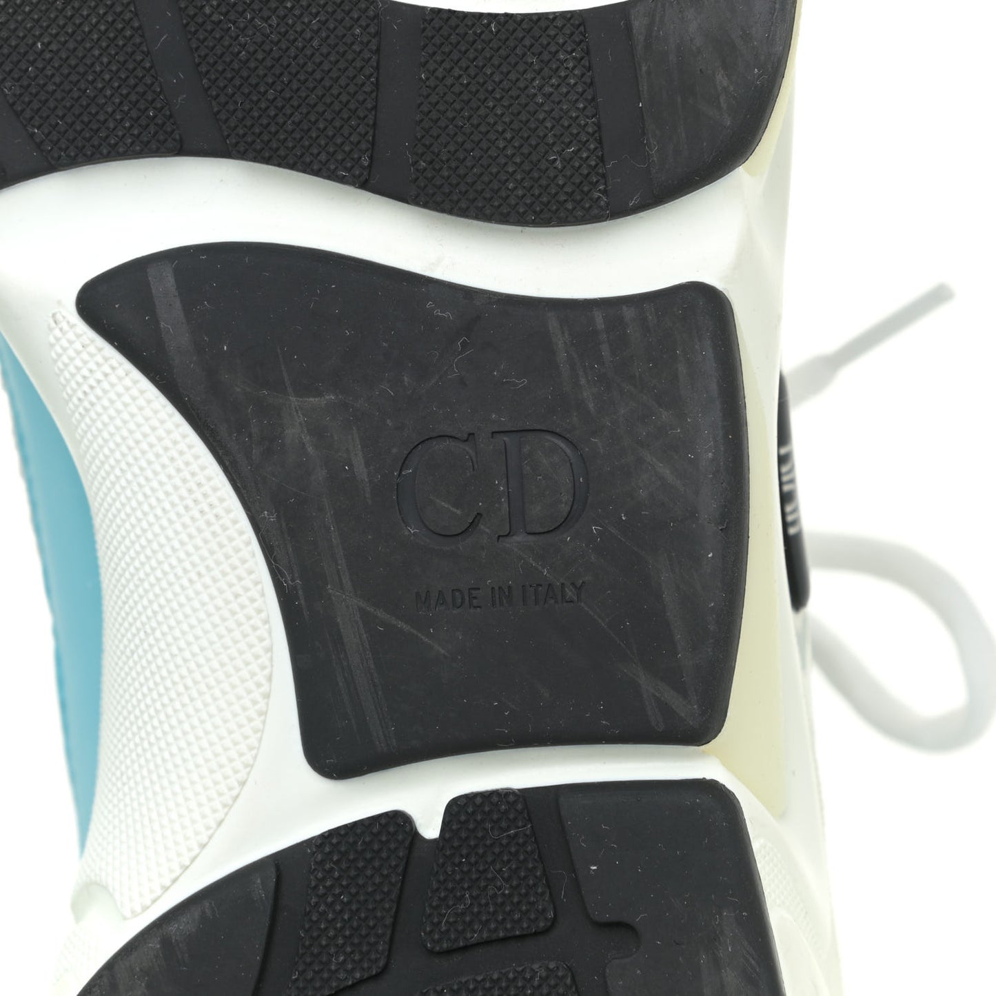 Technical Mesh Calfskin Mens B22 Sneakers 43 White Blue Grey