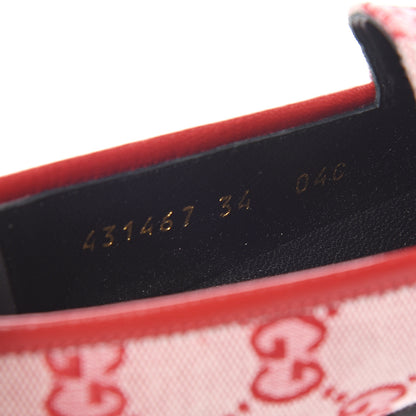 Gucci Canvas GG Monogram Horsebit Womens Jordaan Loafers 34 Gardenia Hibiscus Red 8 of 9
