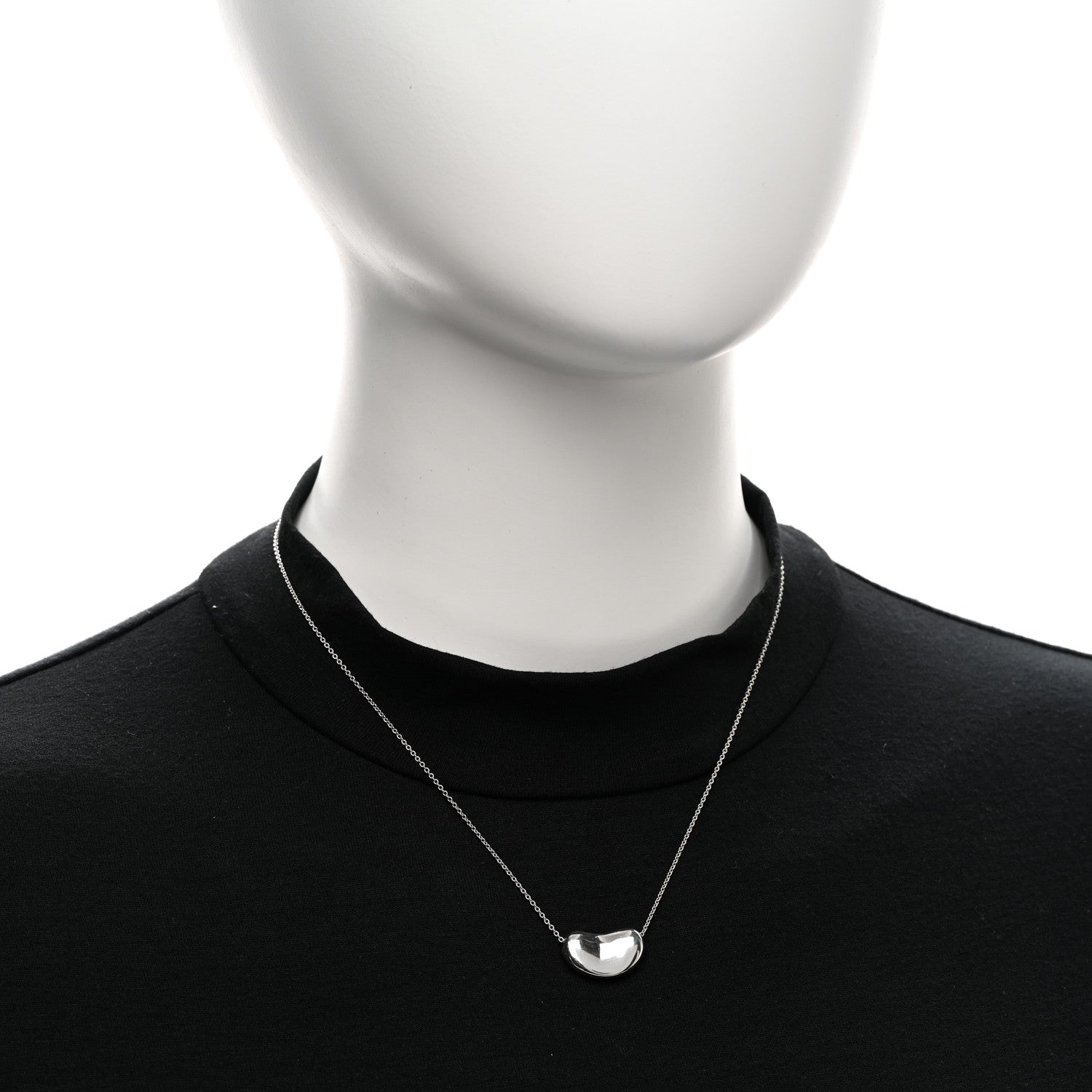 Tiffany Sterling Silver 19mm Elsa Peretti Bean Pendant Necklace 2 of 5